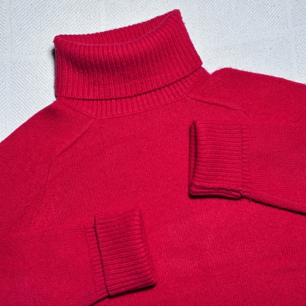 J.Crew Turtleneck Sweater Womens Large Wool Cashmere Blend Knit Raglan Red
